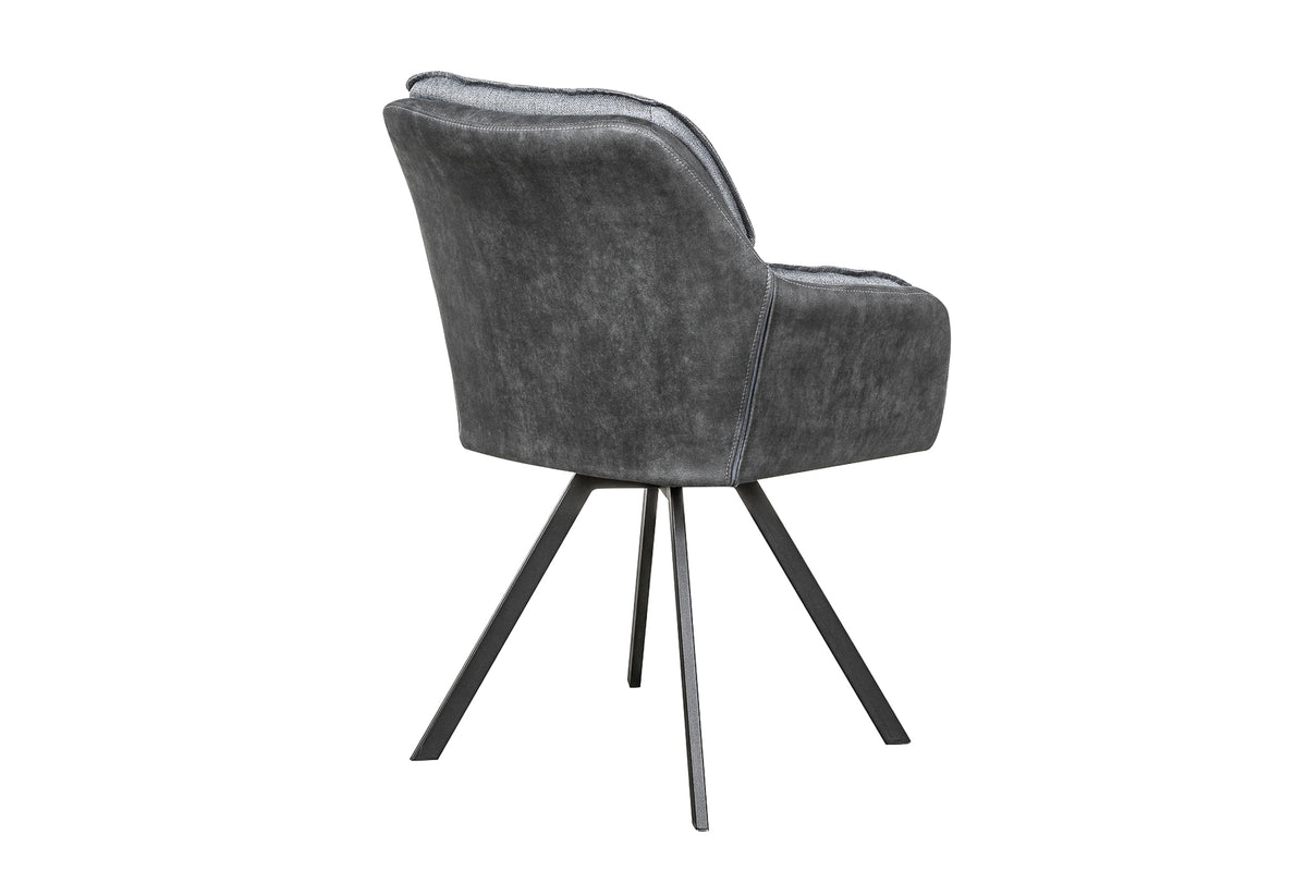 MR. LOUNGER rotating design chair anthracite with armrest retro style