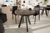 IRON CRAFT Solid dining table 80cm round gray mango wood flexed legs