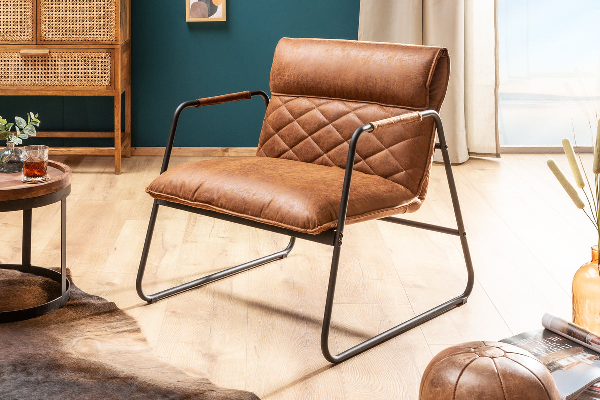 MUSTANG LOUNGER Retro Lounge Sessel antik mit Ziersteppung