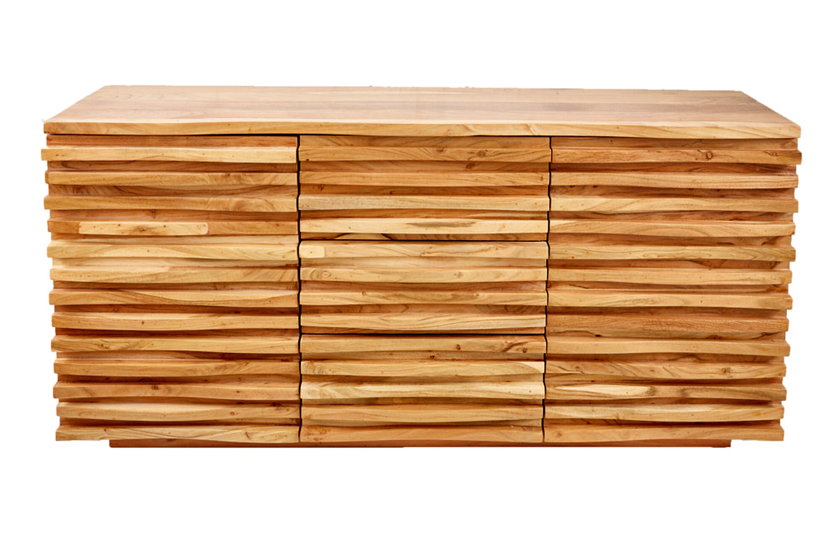 RELIEF Massives Sideboard 160cm Akazien Holz mit aufwändiger Front