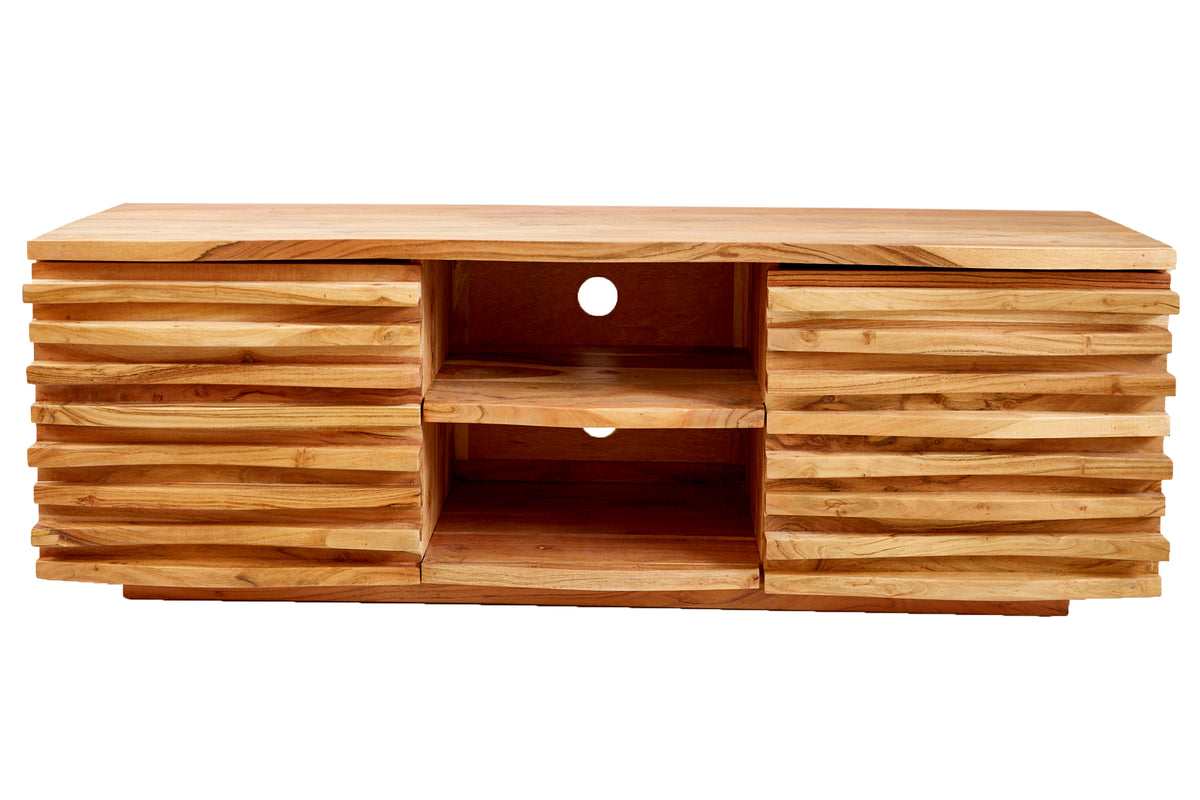 RELIEF Massives TV-Lowboard 150cm Akazien Holz mit aufwändiger Front