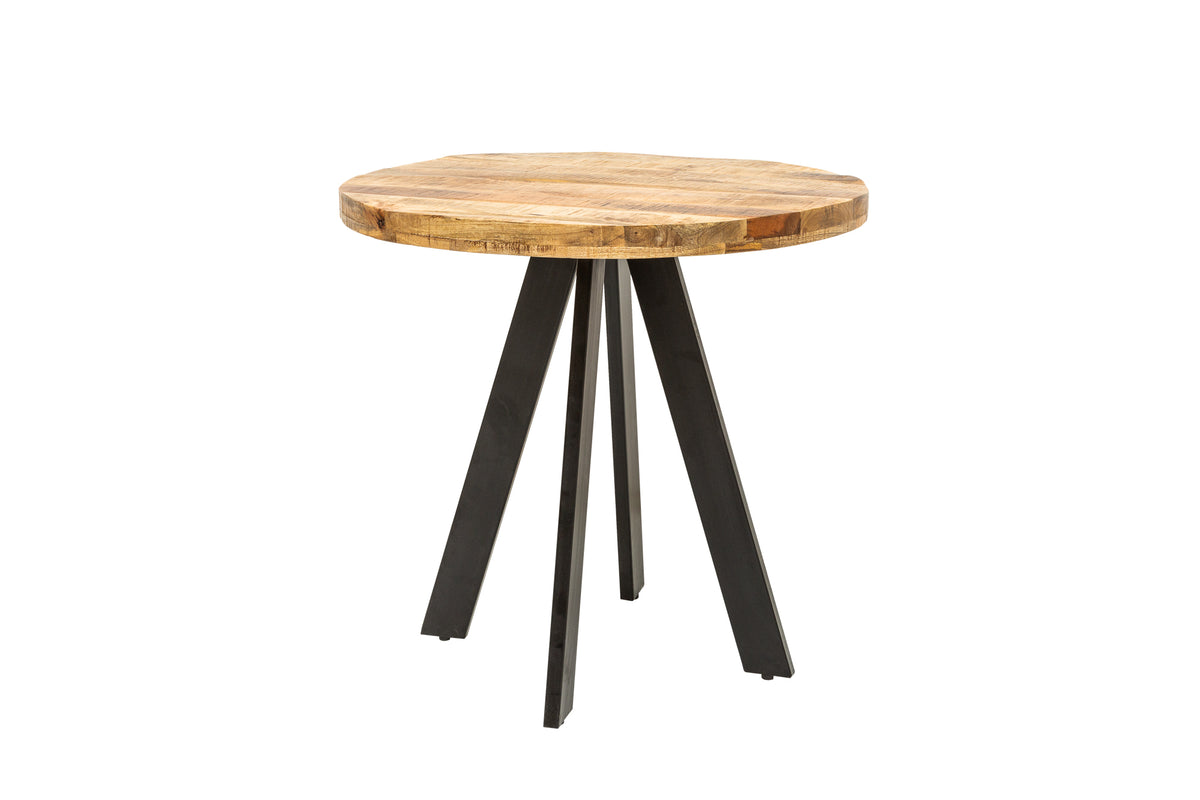 IRON CRAFT Solid dining table 80cm round natural mango wood