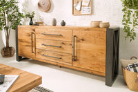 THOR Massives Sideboard 200cm Wild Eiche geölt im Industrial Design