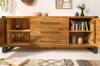 THOR Massives Sideboard 200cm Wild Eiche geölt im Industrial Design