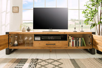 THOR Solid TV board 200cm wild oak oiled lowboard in industrial design