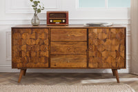 MYSTIC LIVING Solid sideboard 145cm Sheesham natural 3D surface solid wood