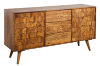 MYSTIC LIVING Massives Sideboard 145cm Sheesham natur 3D Oberfläche Massivholz