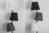 LEVELS Design Stehlampe 163cm schwarz grau mit 3 Leinenschirmen