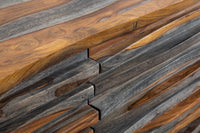 Sideboard RELIEF Massives 160cm Sheesham Holz grau smoke finish mit aufwändiger Front