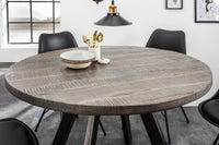 IRON CRAFT Solid dining table 120cm round gray mango wood flexed legs