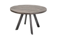 IRON CRAFT Solid dining table 120cm round gray mango wood flexed legs