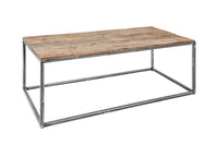 Industrial Couchtisch BARRACUDA 110cm recyceltes Holz geflexte Beine Massivholz Metallgestell