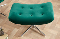 MR. LOUNGER Eleganter Hocker grau Samt mit Chromgestell