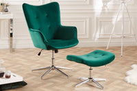 MR. LOUNGER Eleganter Hocker grau Samt mit Chromgestell