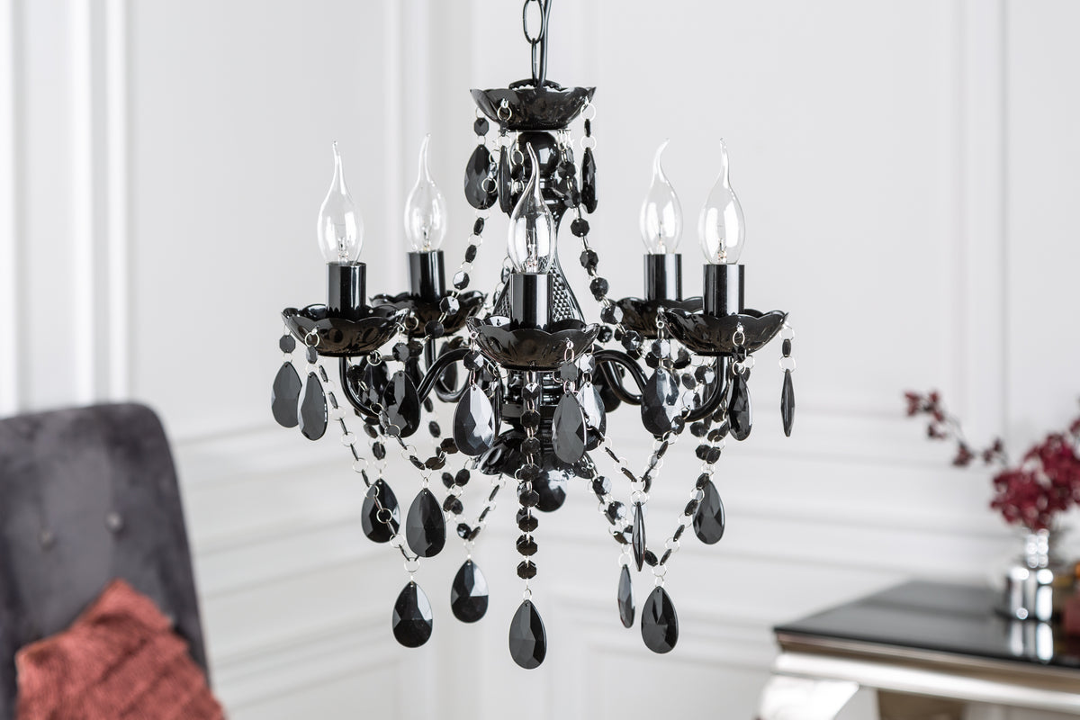 LEVELS IV design hanging lamp black gray white with 6 linen shades