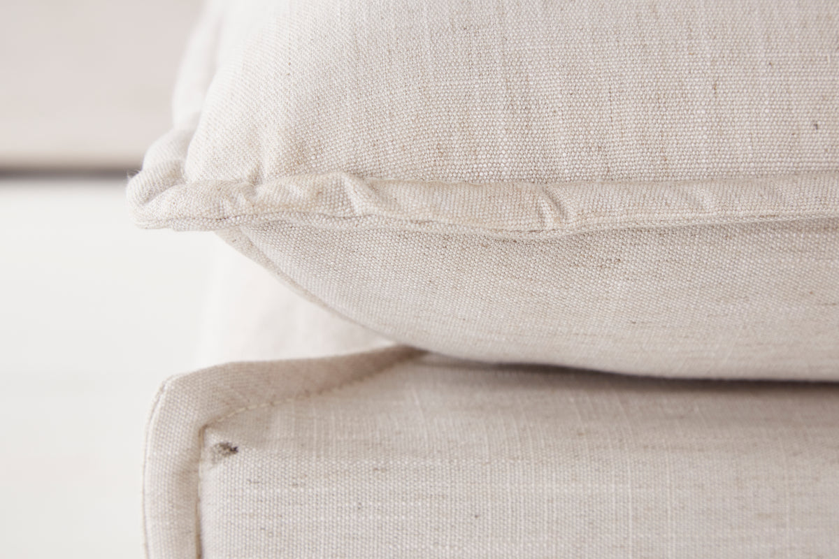 HEAVEN Large slipcover stool 100cm natural linen fabric