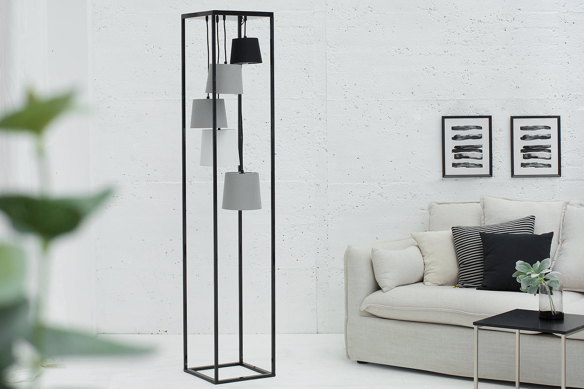 LEVELS design floor lamp 180cm black gray 5 linen shades