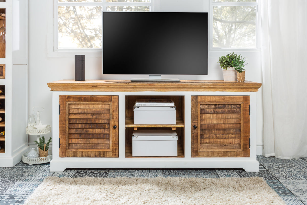 LONG Elegantes TV-Lowboard ISLAND 160cm Mangoholz Landhausstil