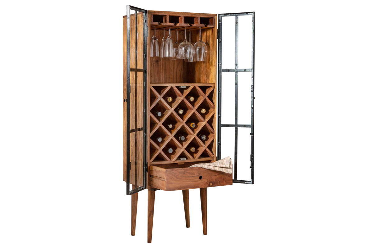 BODEGA Massives Weinregal 145cm Akazienholz Flaschenregal Industrial Design