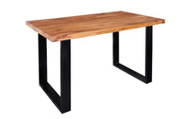 IRON CRAFT solid wood dining table 140cm natural black Sheesham stone finish industrial design