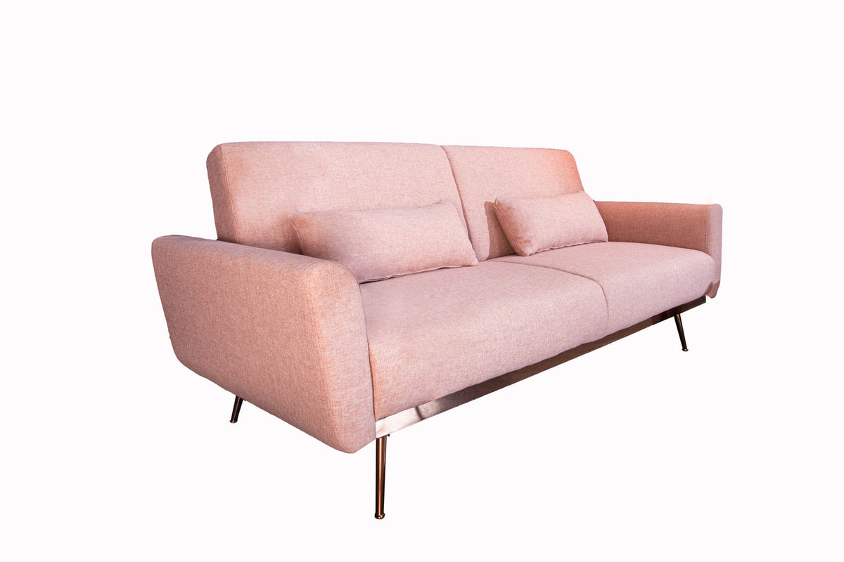 BELLEZZA retro sofa bed 210cm old pink 3-seater couch incl. cushions