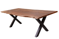 AMAZONAS solid tree edge dining table brown sheesham with X-frame