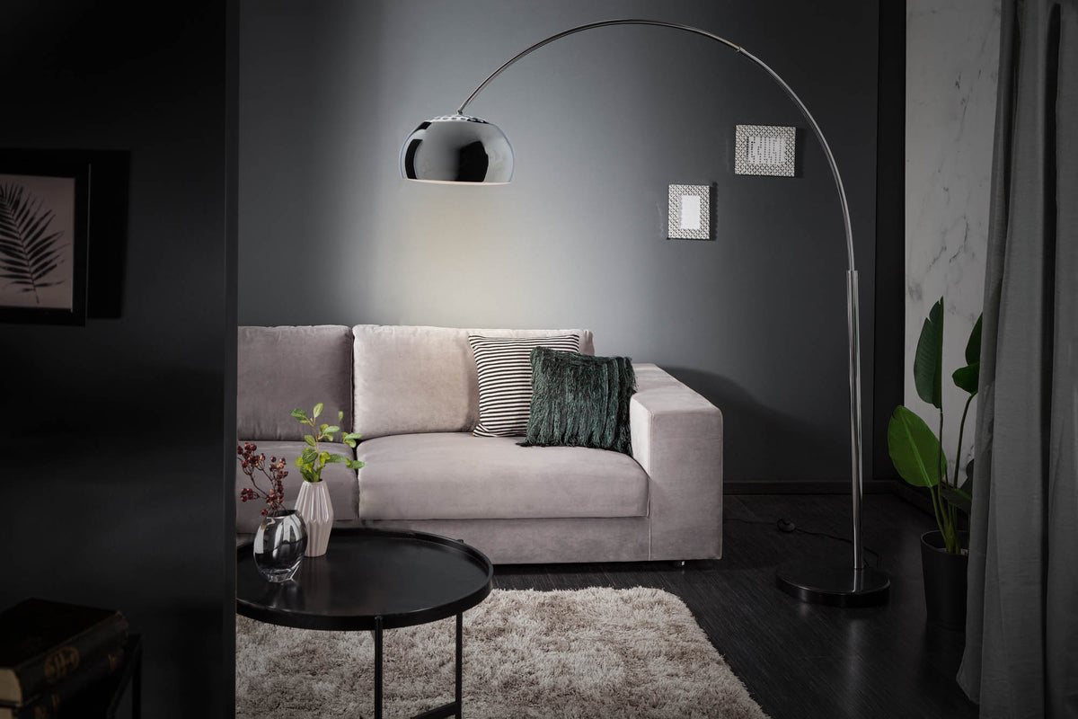 LOUNGE DEAL Extendable arc lamp 170-210cm chrome marble base floor lamp