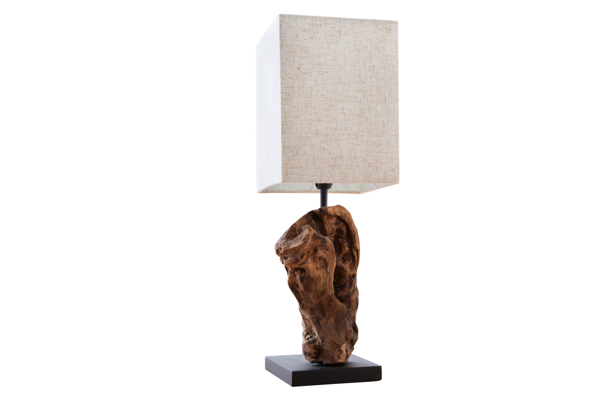 HYPNOTIC Handgearbeitete Treibholz Tischlampe 45cm beige mit Leinenschirm