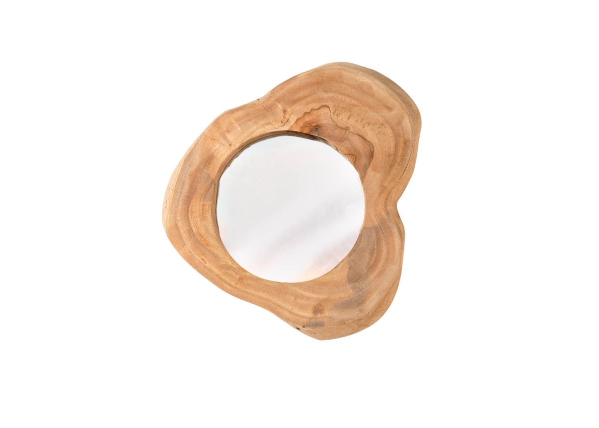 REFLECT Handgearbeiteter Spiegel 31cm natur Teakholz Wandspiegel