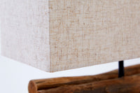 PERIFERE Handgefertigte Tischlampe 40cm beige Treibholz Leinenschirm