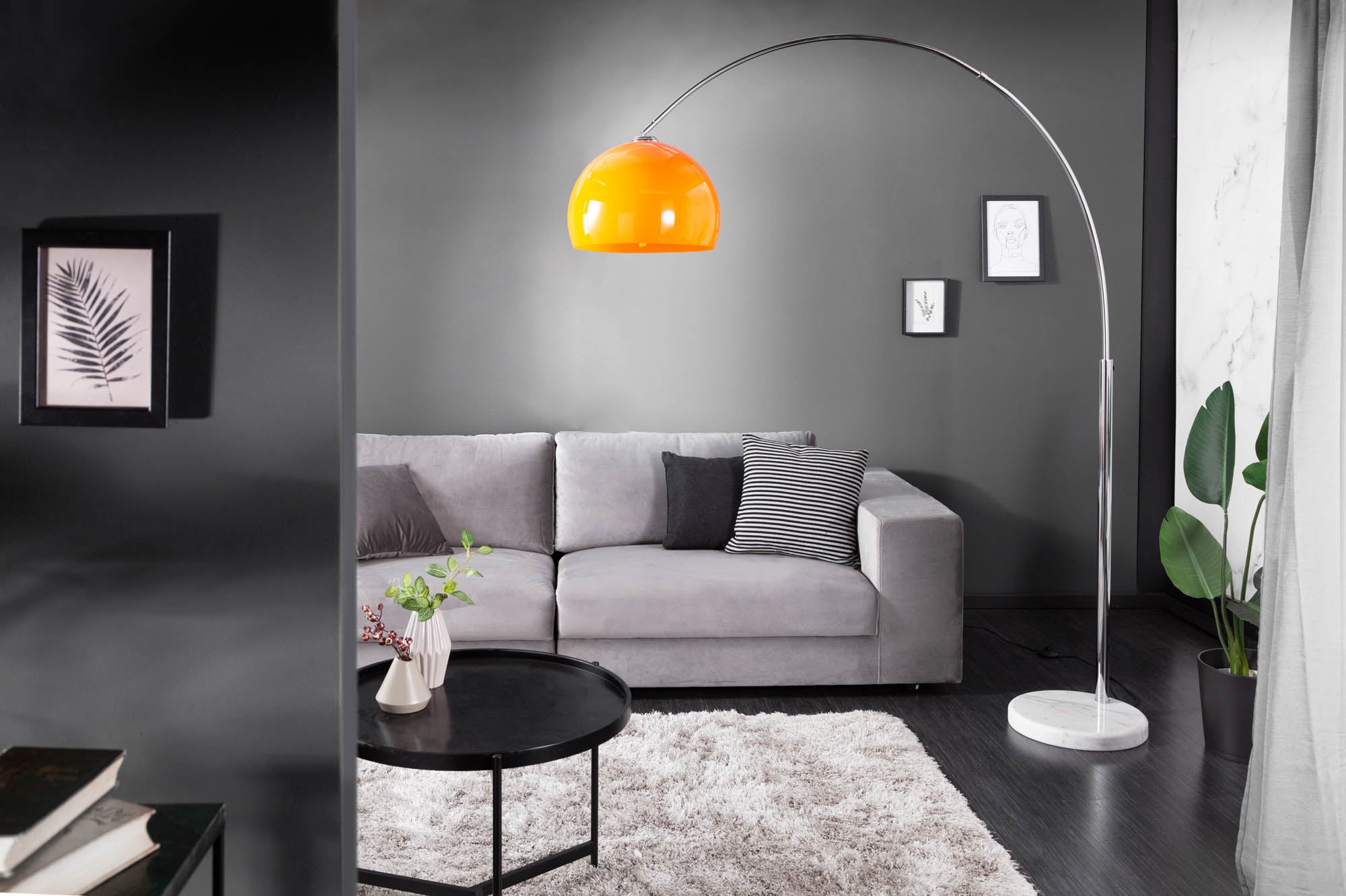 LOUNGE DEAL Extendable Arc Lamp 175 205cm Marble Base Floor Lamp