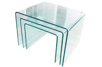 FANTOME Design 3er Set Glas Couchtisch 60cm Beistelltische transparent