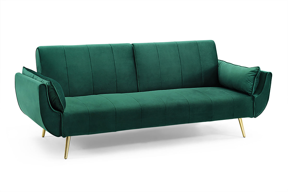 DIVANI Retro Schlafsofa 220cm Samt goldene Füße Bettfunktion 3er Sofa