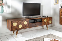 MYSTIC LIVING Massives TV-Lowboard 140cm Akazie braun gold Retro Design