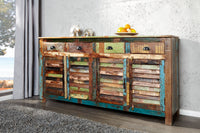 JAKARTA Unique sideboard 160cm colorful recycled solid wood from fishing boats