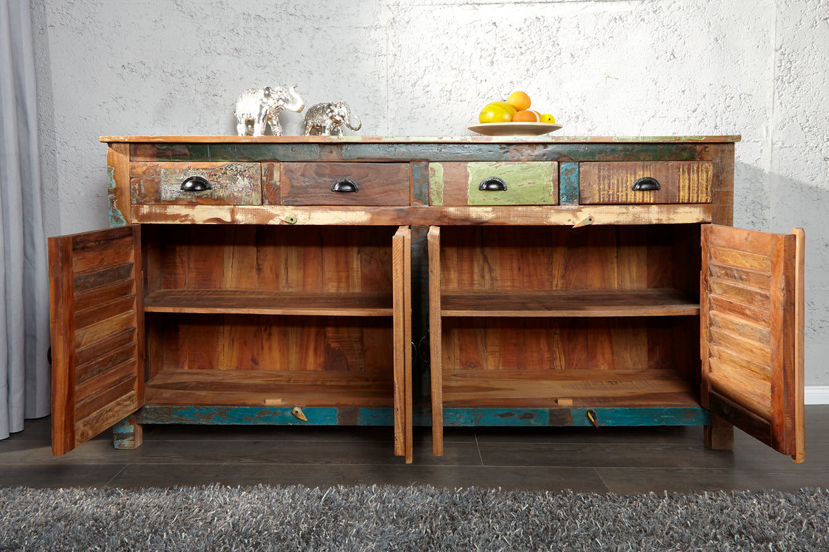 JAKARTA Unique sideboard 160cm colorful recycled solid wood from fishing boats