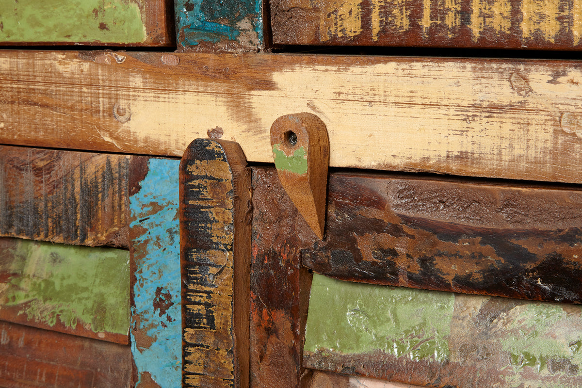 JAKARTA Unique sideboard 160cm colorful recycled solid wood from fishing boats