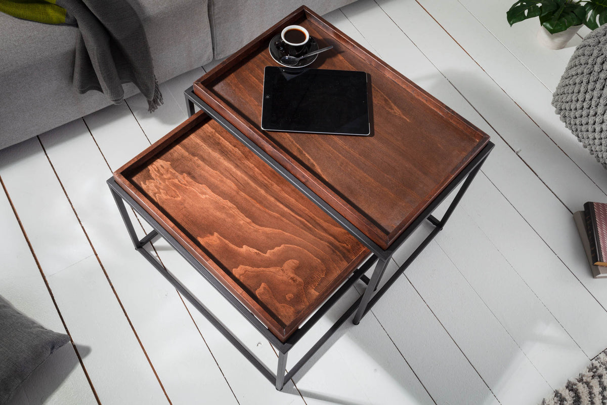 ARCHITECTURE Industrial coffee table 100cm oiled oak black frame