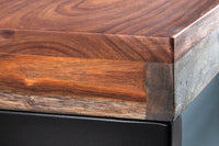 ELEMENTS Eleganter Schreibtisch 118cm Sheesham Smoke Finish Metallgestell