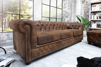 Chesterfield 2 seater sofa 150cm antique brown with button stitching and spring core