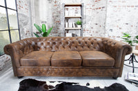 Chesterfield 2 seater sofa 150cm antique brown with button stitching and spring core