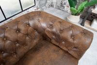 Chesterfield 2 seater sofa 150cm antique brown with button stitching and spring core