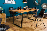 LOFT Modern dining table 140cm oak wood design black metal legs sled base industrial