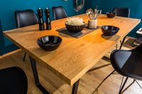 LOFT Modern dining table 140cm oak wood design black metal legs sled base industrial