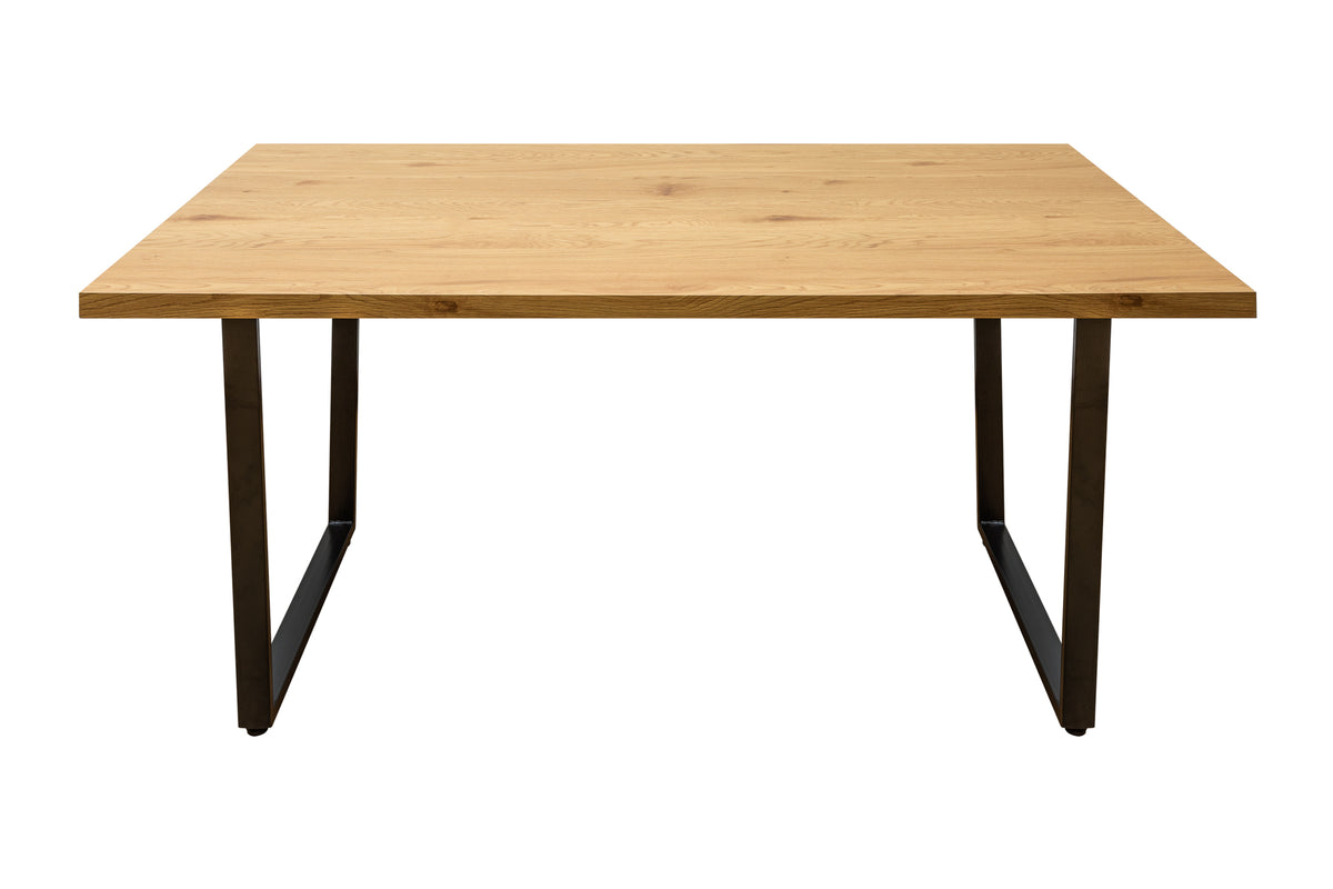 LOFT Modern dining table 140cm oak wood design black metal legs sled base industrial