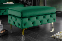 MODERN BAROCK Chesterfield Sitzhocker 92cm smaragdgrün Samt Fußhocker