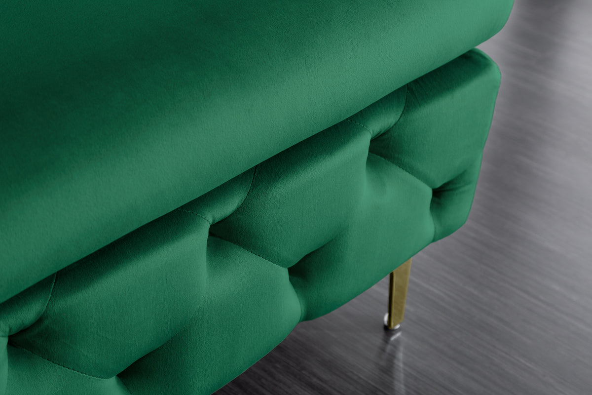 MODERN BAROCK Chesterfield Sitzhocker 92cm smaragdgrün Samt Fußhocker