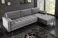 COZY VELVET Elegantes Ecksofa 260cm Samt Federkern 3er-Sofa