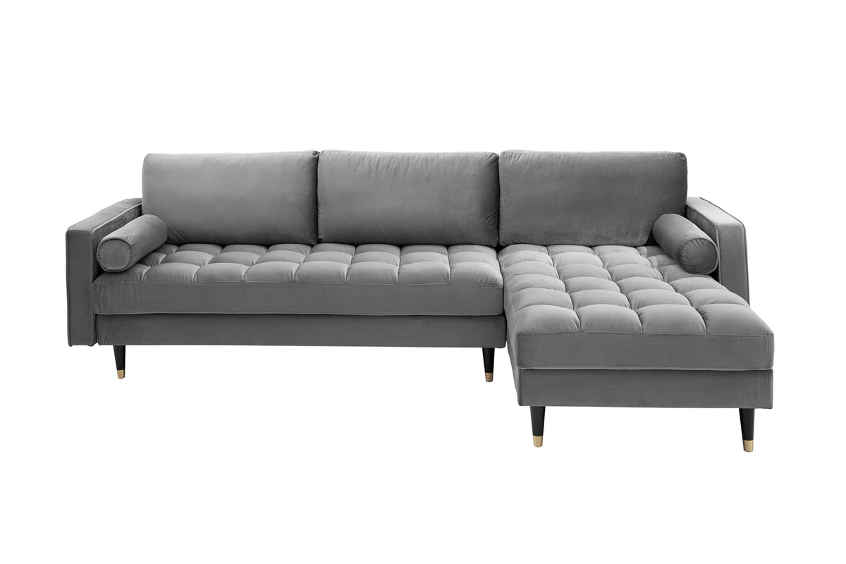 COZY VELVET Elegantes Ecksofa 260cm Samt Federkern 3er-Sofa