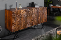 FLUID Handgearbeitetes Sideboard 160cm Mangoholz aufwendiges Frontdesign